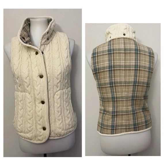 Vintage BB Dakota cotton blend sweater vest plaid outdoors fall winter ski - Picture 2 of 9